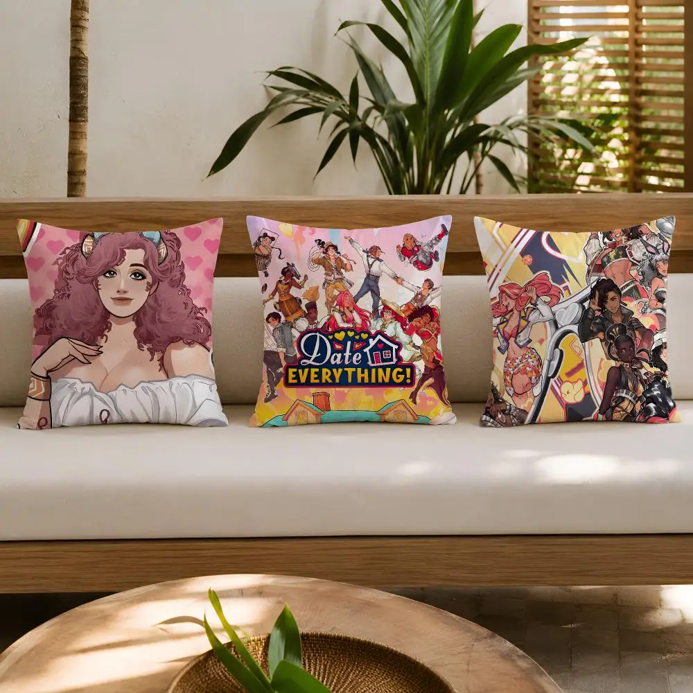 Video Game D-date Everything Cushion Cover Double-Sided Plush Sofa Cushion Covers Organic Breathable Invisible Zipper