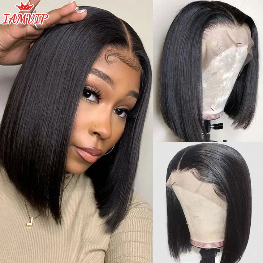 IAMVIP Short Bob Straight Lace Frontal Wigs 200% Bob Lace Front Human Hair Wig For Women Hd Lace Frontal Wig Human Hair