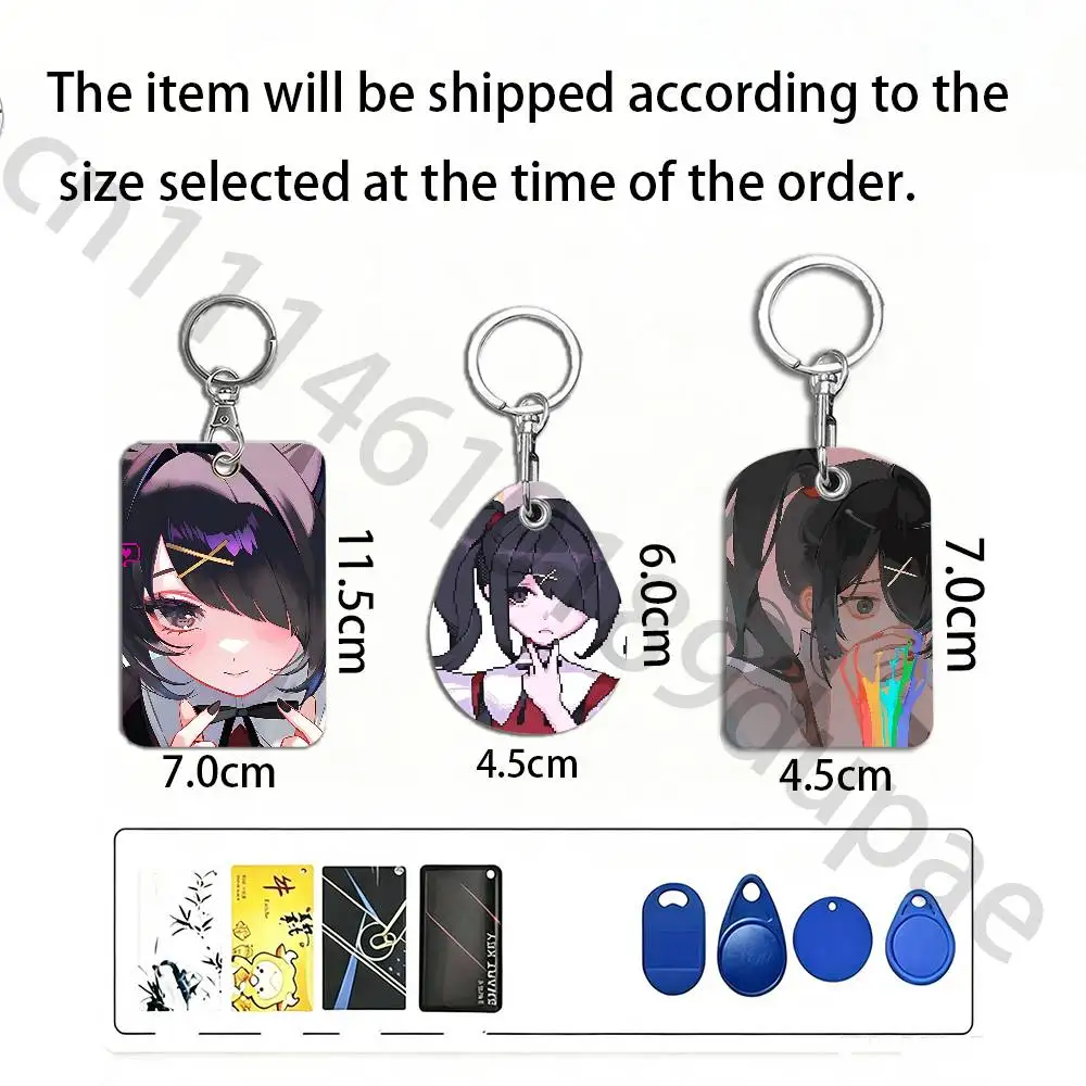 Anime Game Ame chan Protective Printed Leather Card Case Metal Keychain for Bank Credit Bus Subway ID Cards