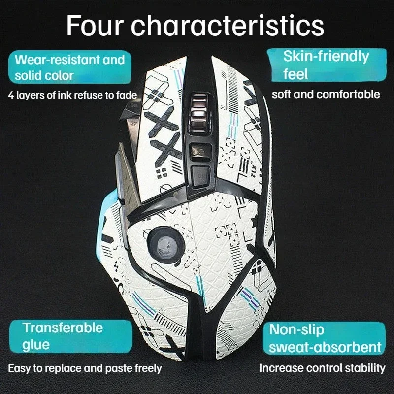 For Logitech G502 Hero Anti-Slip Grip Tape， Sweat-Absorbing Durable Skin for Gaming Control