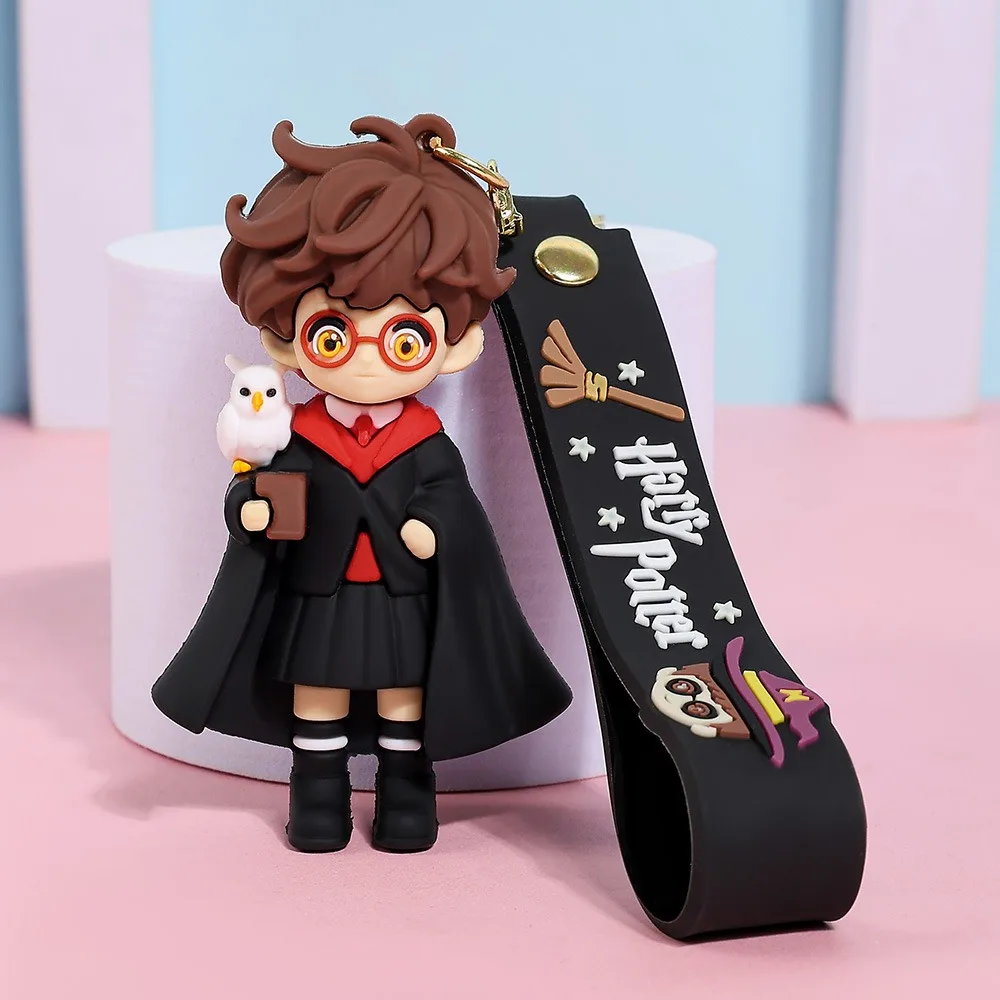 2026 New Harry Potter High-Quality 3D Silicone Keychain Set Harry Hermione Ron Draco Figure Bag Charm Backpack Pendant Car Key view 6