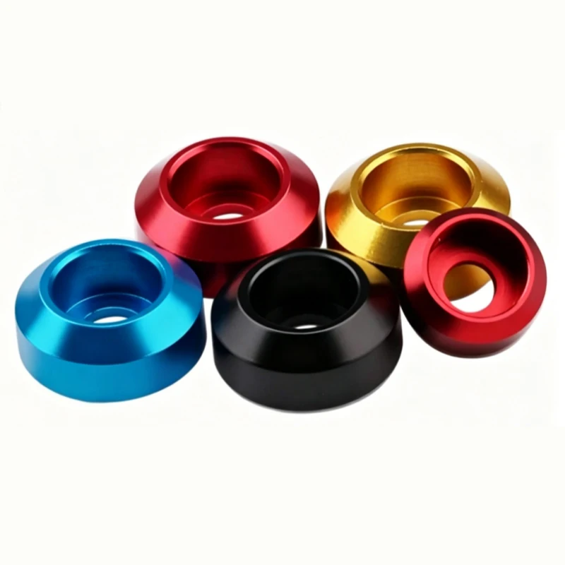 50/100Pcs Crown Cap Head Aluminum Washer M2 M2.5 M3 M4 M5 M6 M8 Colorful Aluminum Alloy Cap Head Washer Washer for RC Parts