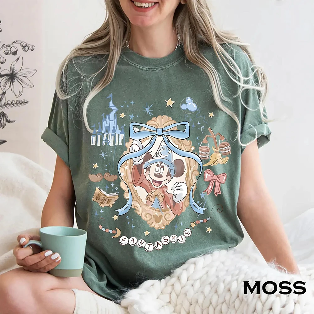 جديد ديزني ريترو مريح اللون قصيرة الأكمام تي شيرت للنساء هالوين ماجيك المملكة ميكي ثلاثية الأبعاد شبكة تنفس