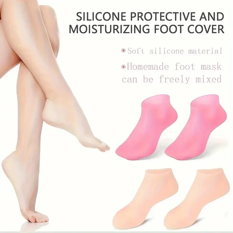 Silicone Foot Socks, Moisturizing Pedicure Socks, Foot Care Spa Socks, Repair Cracked Heels Socks, Reusable Foot Mask Socks view 5