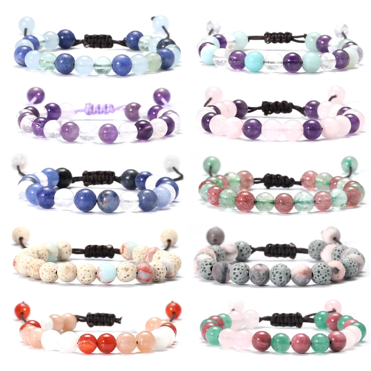 Kids Bracelet High-End Handmade Colorful Natural Stone Beads Woven Bracelet Men Women Birthday Party Jewelry Accessories Gifts