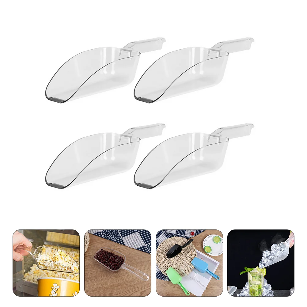 4 Pcs Clear Ice Cube Maker Freezer Scoop Popcorn Creative Food Scooper for Plastic