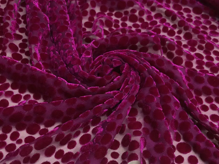 Designer Cloth Silk Velvet Fabric 6 Colors Polka Dot Dots Hollow out Burnt Non-Inverted Cheongsam