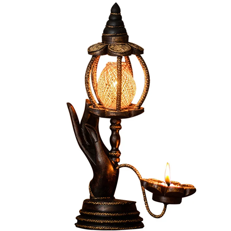 Yili Southeast Asian style desk lamp with unique bamboo weaving bedroom bedside lamp antique creative table lamp lighting decora