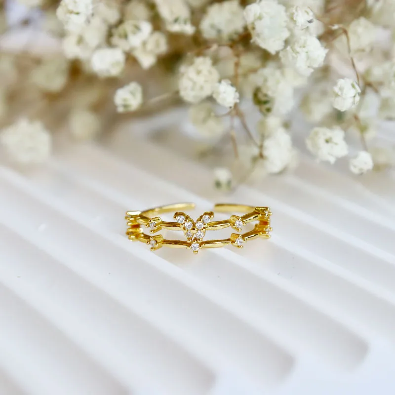 انخفاض الشحن الفضة حساسة لامعة 18K الذهب مطلي الفراشة الدائري #1