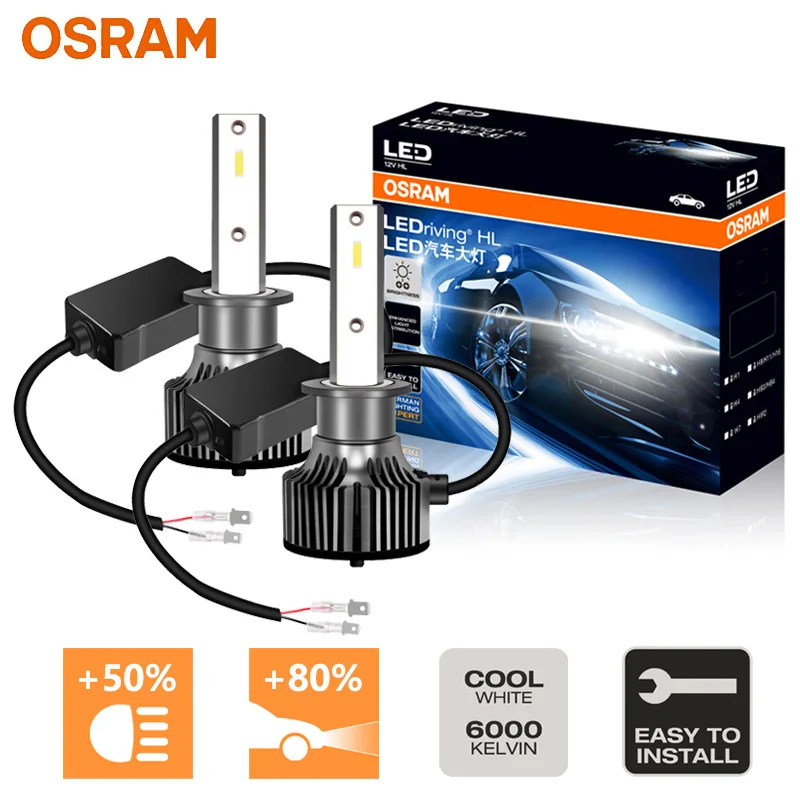 

OSRAM LED H1 P14.5s 12V 50W CF Version Car Headlight 4000LM Power Bright 6000K White LED Lamps Turbo Upgrade Bulbs D6150CW, 2pcs