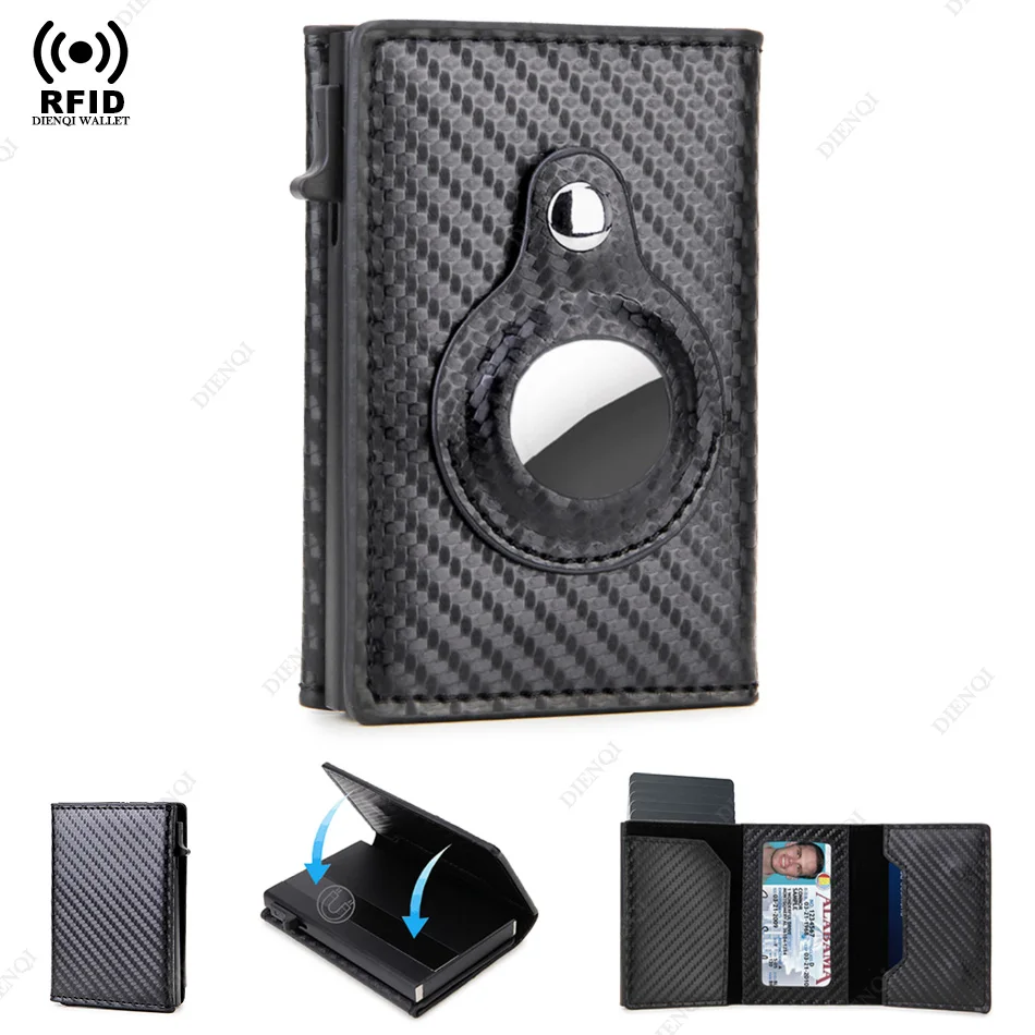 

Airtag Card Holder Men Rfid Slim Wallets for Man Thin Bank Credit Cardholder Case Minimalist Wallet for Apple Air Tag Tracker