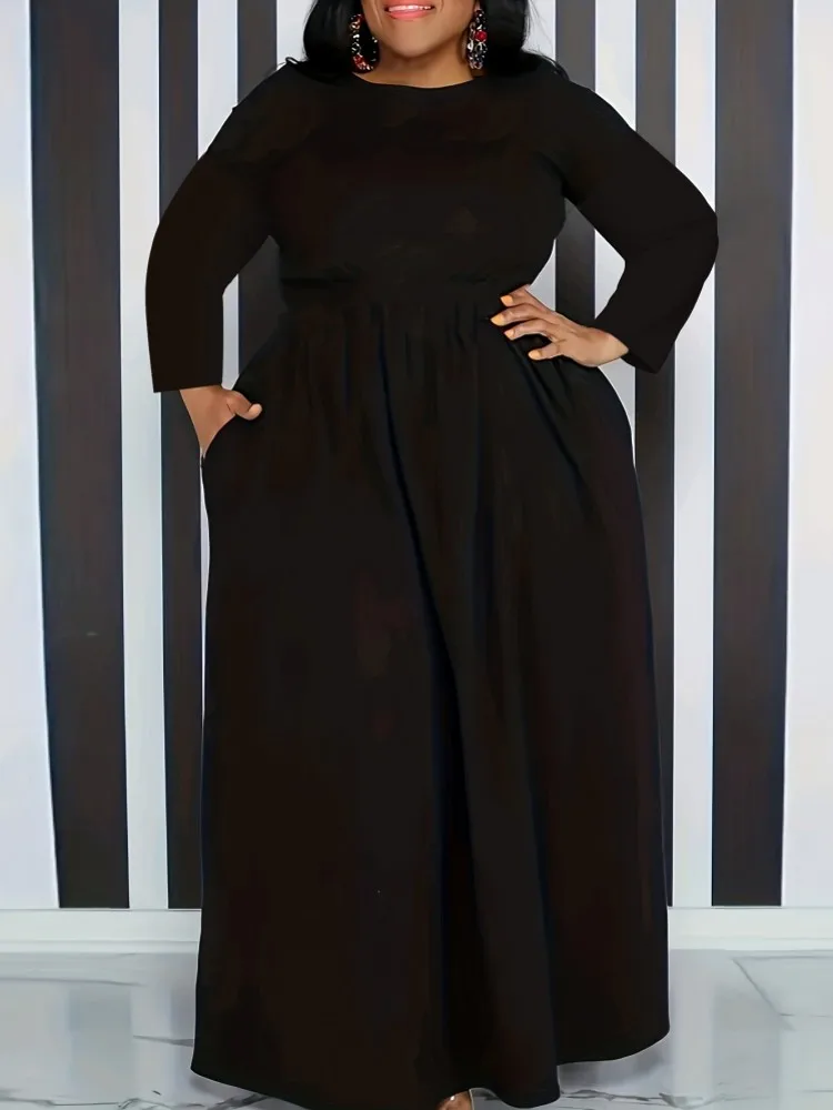 4XL 5XL Plus Size Dresses Women Black Long Sleeve Maxi Dress Autumn Winter Urban Gypsy Fashion Dresses Ropa Mujer Big Size 3XL