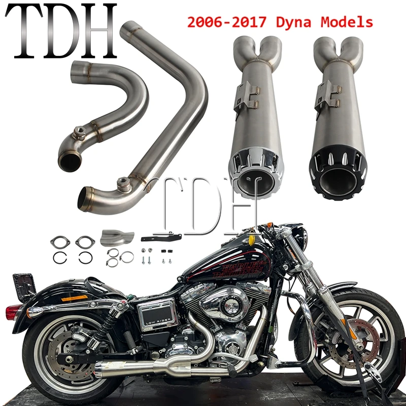 Motorcycle Full Exhaust Pipes For Harley Dyna Street Bob EFI FXDBI FXDB FXDBB FXDBP Limited FXDBC Muffler System Tube 2006-2017