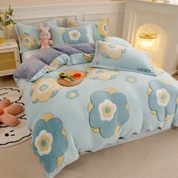 2026 New Winter Flannel Coral Fleece Warm Thick Duvet Cover Single Double Queen King Size Quilt cover Velvet Bedding Set