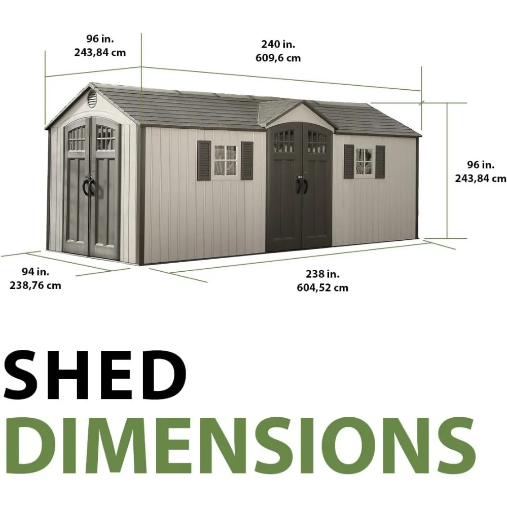 20 X 8 Ft Outdoor Storage Shed, Heavy-duty Steel Trusses, Lockable Steel-reinforced Doors, Outdoor Tool Storage Shed