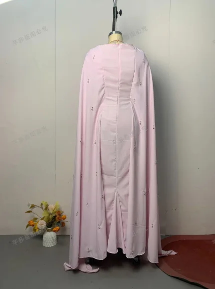 Eid mujeres Abayas Vestidos de fiesta vestido con capa Vestidos musulmanes Ramadán Dubai Kaftan diamantes Marruecos Jalabiya Islam árabe vestido largo