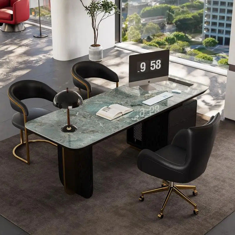 Designer Style Office Desks High-end Rock Plate Light Luxury Modern Office Desks Home Executive Furniture Escritorio JT40O