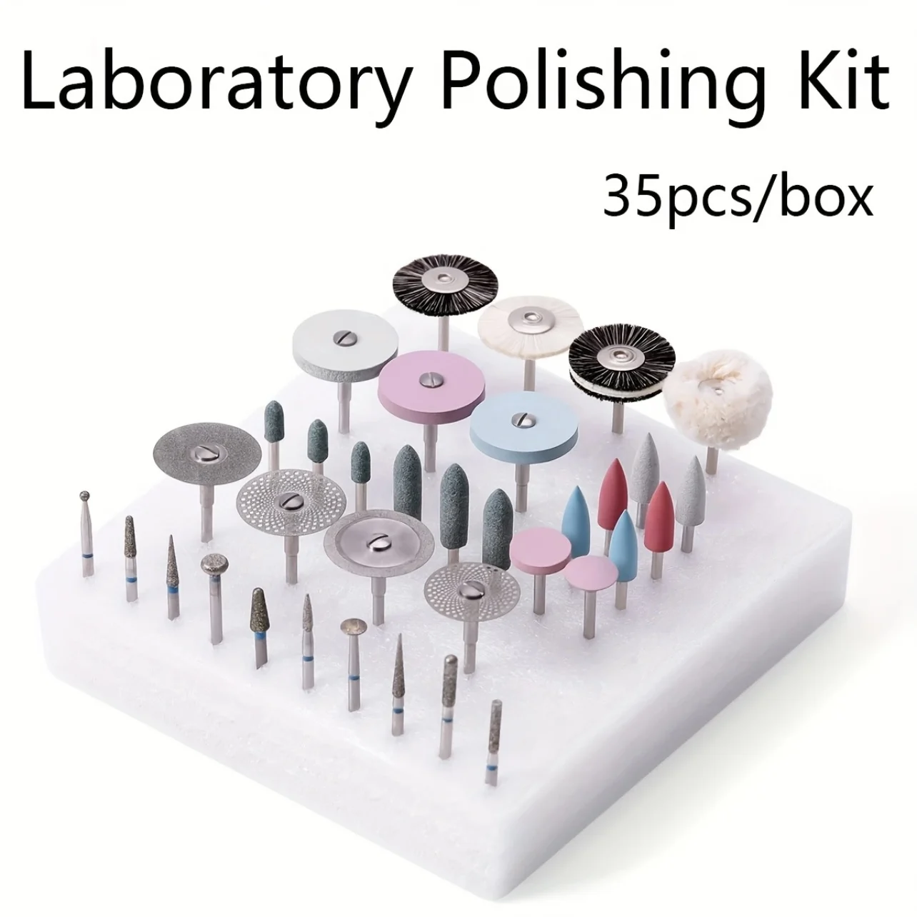 

35pcs/Set Dental Lab Polishing Kit HP Ceramic Porcelain Grinding Diamond Burs Brush Material Dentist Tool