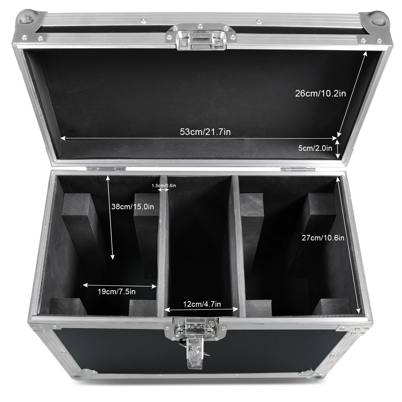 Imagem -03 - Fieryzeal-flight Case com Roda para Mover a Cabeça Case Grande Voo Tamanho Flightcase Luz Stage à Prova de Choque Led Light dj 150w