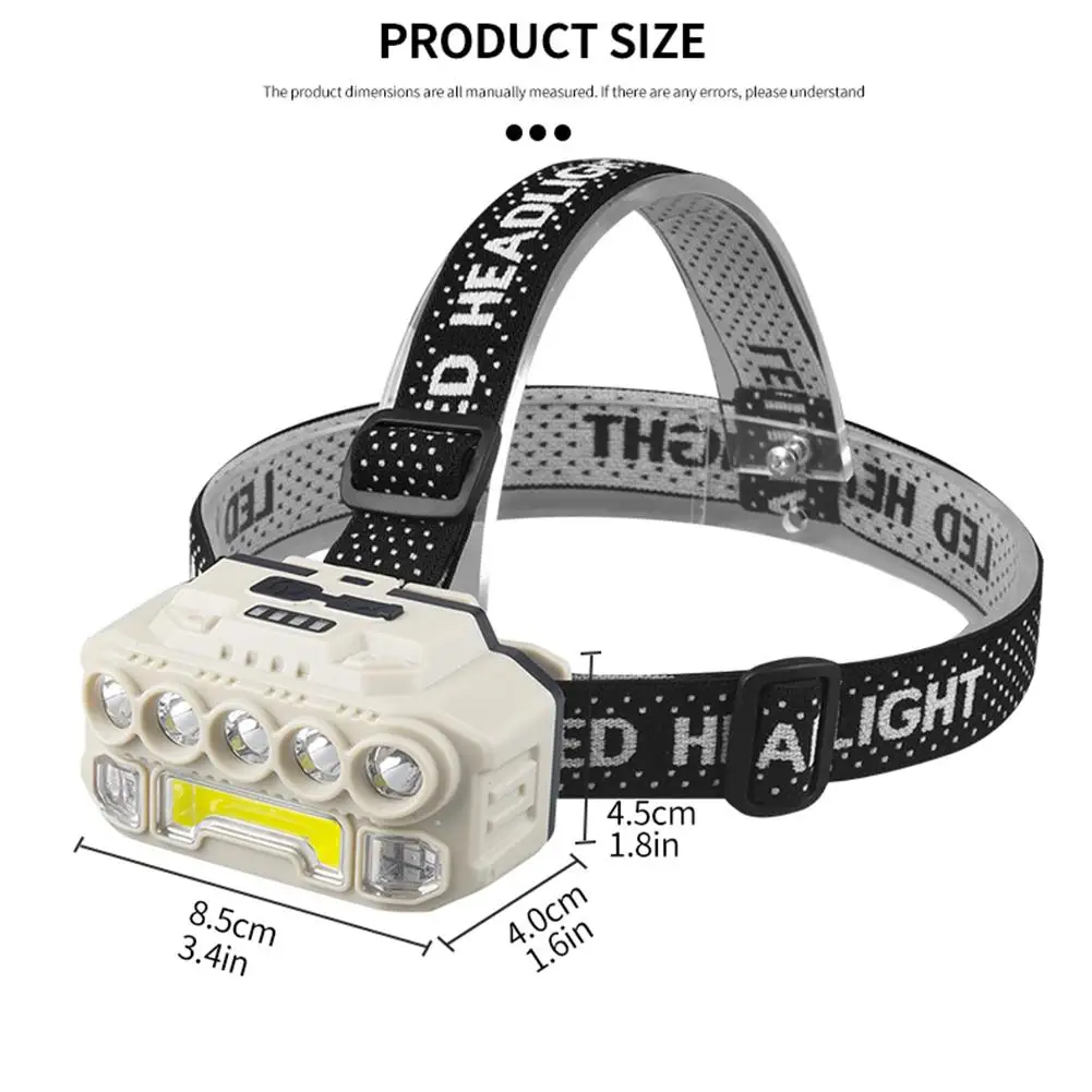 Xpe cob USB充電式ヘッドライト,防水,パワーディスプレイ,モーションセンサー,キャンプ,登山,ランニング用ヘッドランプ