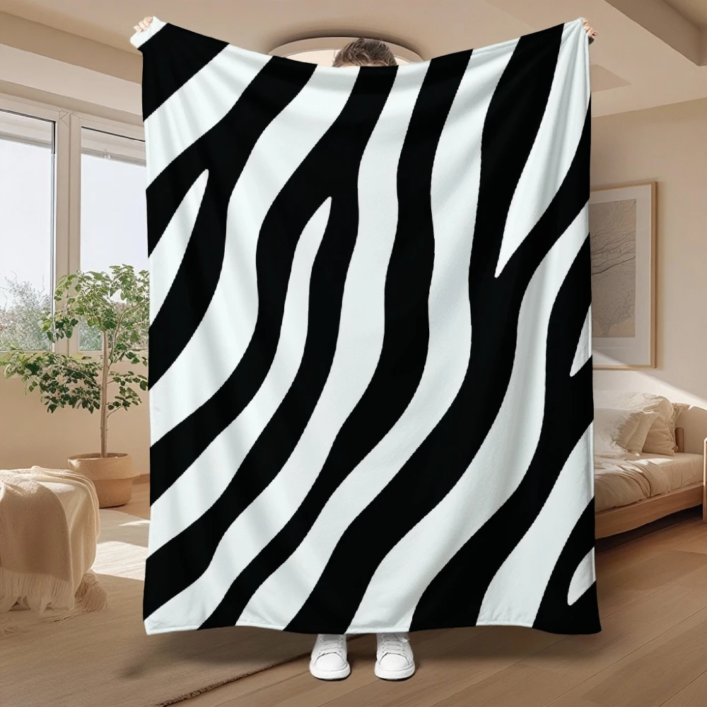 Zebra Stripe Throw Blanket Cute Wild Animal Safari Pattern Cozy Bed Blankets Luxury Decor for Sofa Couch Bed Living Room Travel
