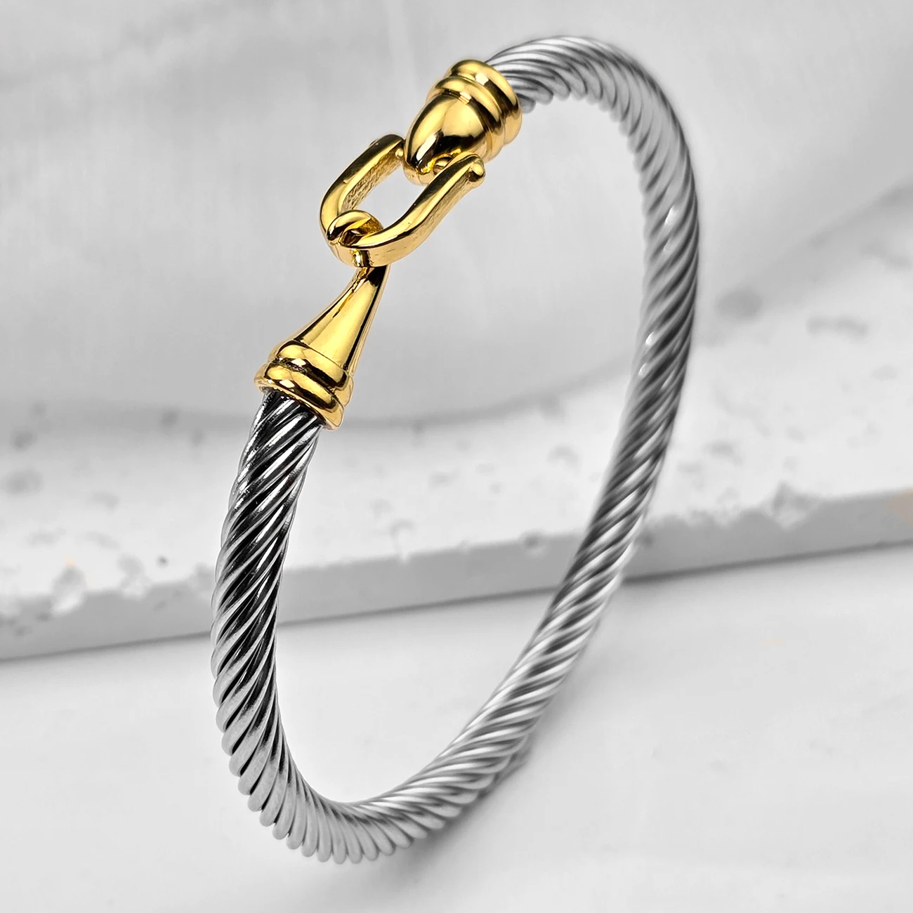 

Women's Twisted Stainless Steel Cable Bracelet Designer Inspired Bracelet Comes with Gift Bag Good for Jewelry Gifts