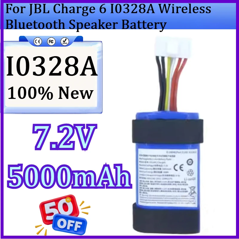 

New I0328A 7.2V 5000mAh High Quality Battery for JBL Charge 6 I0328A Wireless Bluetooth Speaker Battery
