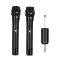 UHF 2 Channel Wireless Microphone Professional Handheld Karaoke Mic Home System for Party Stage PA Speaker Meeting Outdoor