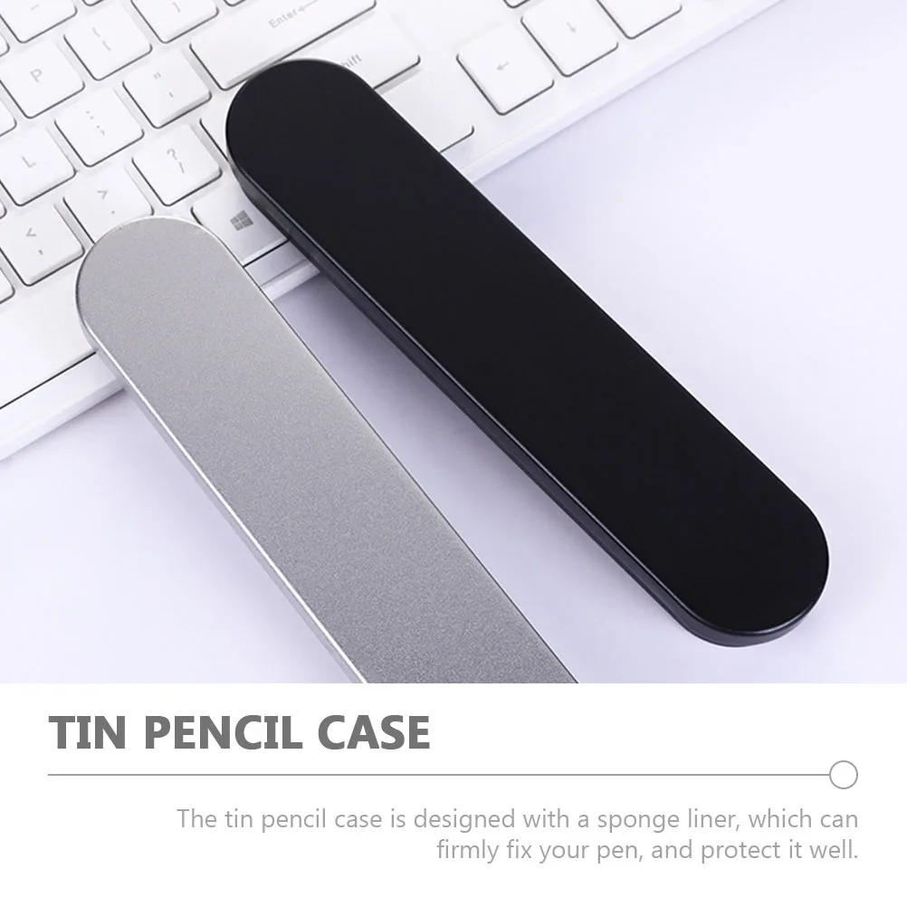 

6 Pcs Tinplate Pencil Case Stationery Box Metal Container with Lid Tableware Black Sponge Storage Student