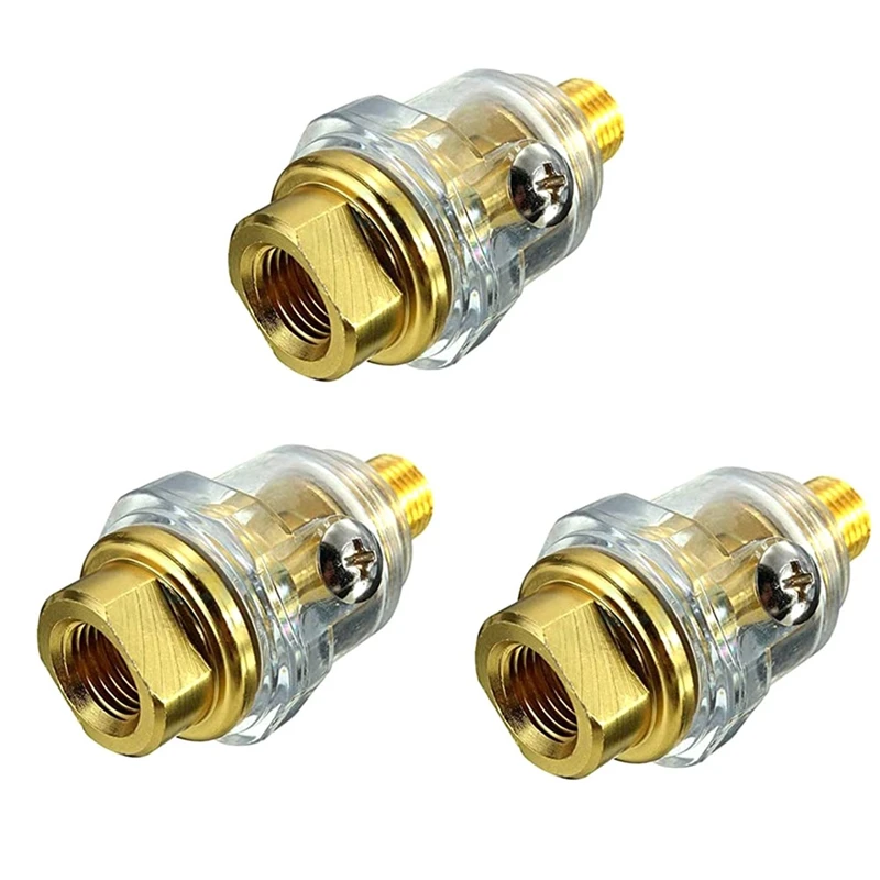 3Pcs Mini Oiler Pneumatic Tool Accessories 1/4Inch NPT Oiler Oil Lubricator For Air Compression Air Tool Oiler -Yellow