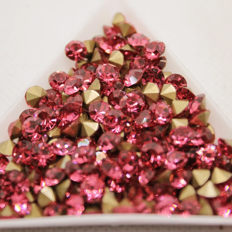 SS2-SS8 Pointed Back Cone Cz Crystals 1440P 36 Colors Round Facet Rhinestones for Costume Garment & Nail Art Decoration