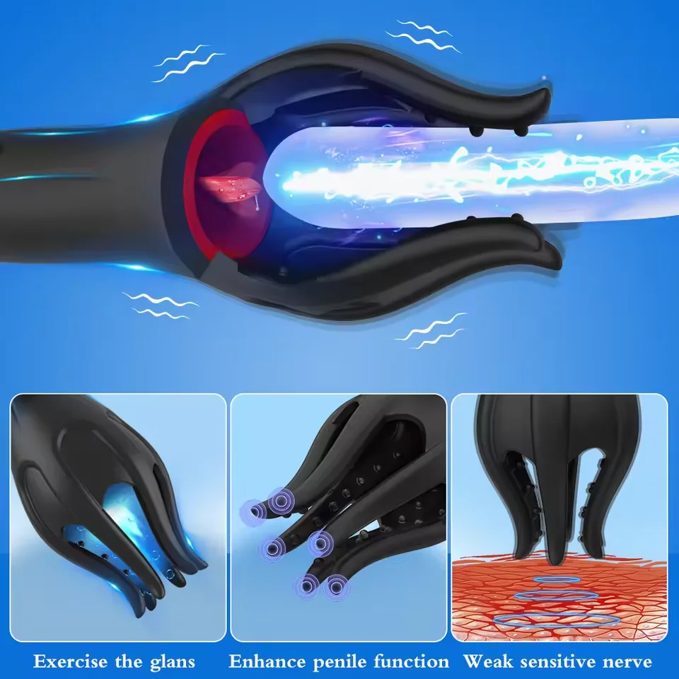 Glans Trainer Male Penis Massage Tongue Licking Stimulate Oral Vibrator Blowjob Delay Endurance Masturbator Sex Toys for Men 18+ - Image 4
