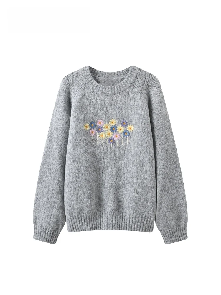 

Faionable Large Size Long Sve round Ne Knitted Sweater for Women Autumn Winter New Sle Lazy Sle Age Reduction Sweater