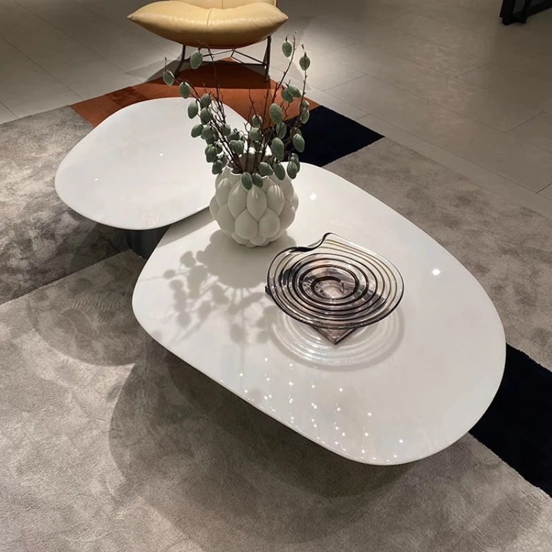 

03.Italian light luxury marble coffee table living room home special-shaped high-end white natural luxury stone coffee table