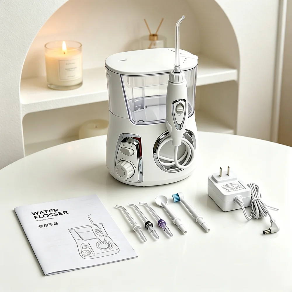 

Luxury Professional Countertop Electric Water Flosser Oral Irrigator 5 Multifunctional Tips 10 Modes 800ML Tank Oral Spa