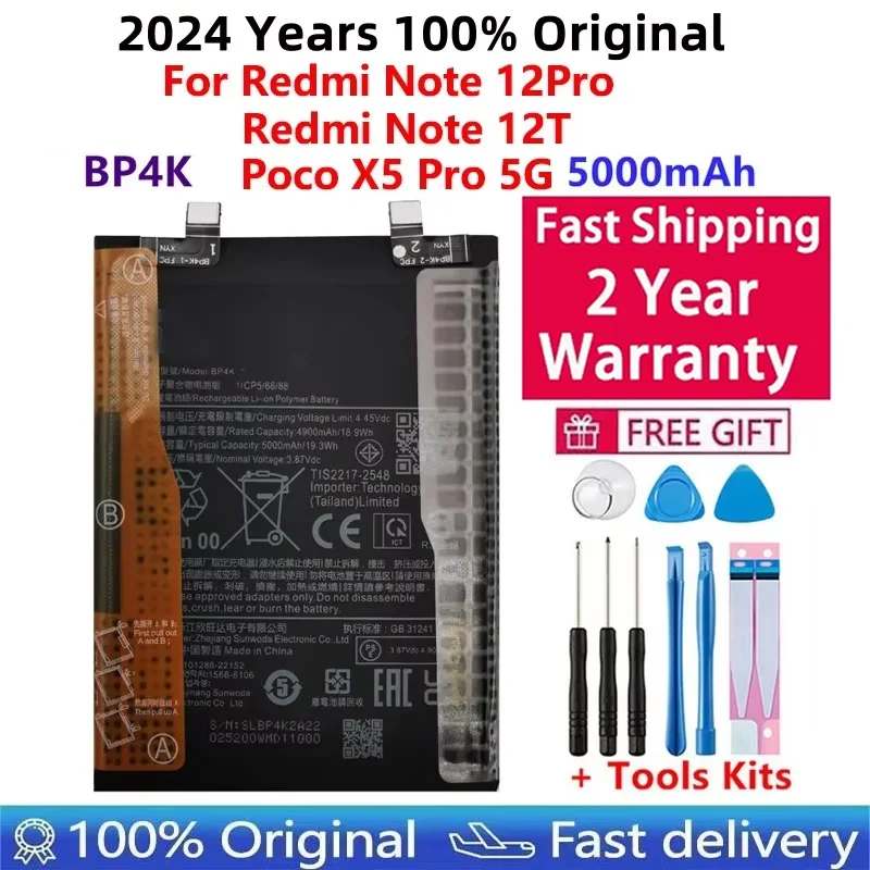 

100% Original High Quality New Replacement 5000mAh Battery BP4K For Xiaomi Redmi Note 12 Pro / Note 12T poco x50 pro Batteries