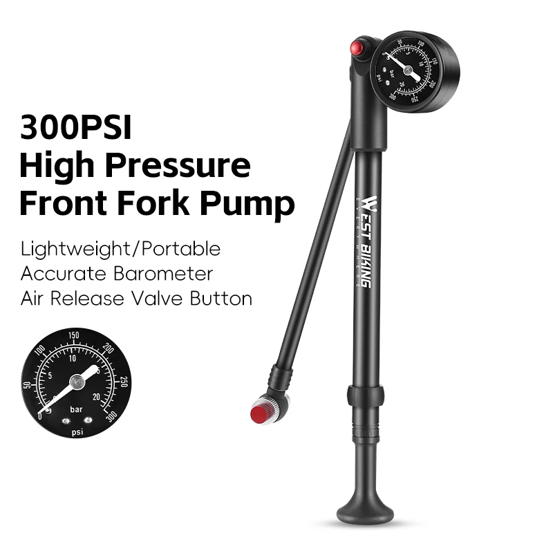 WEST RADFAHREN Fahrrad Pumpe 300PSI/400PSI Hochdruck Fahrrad Gabel Pumpe Tragbare Schrader Ventil Inflator Fahrrad Zubehör