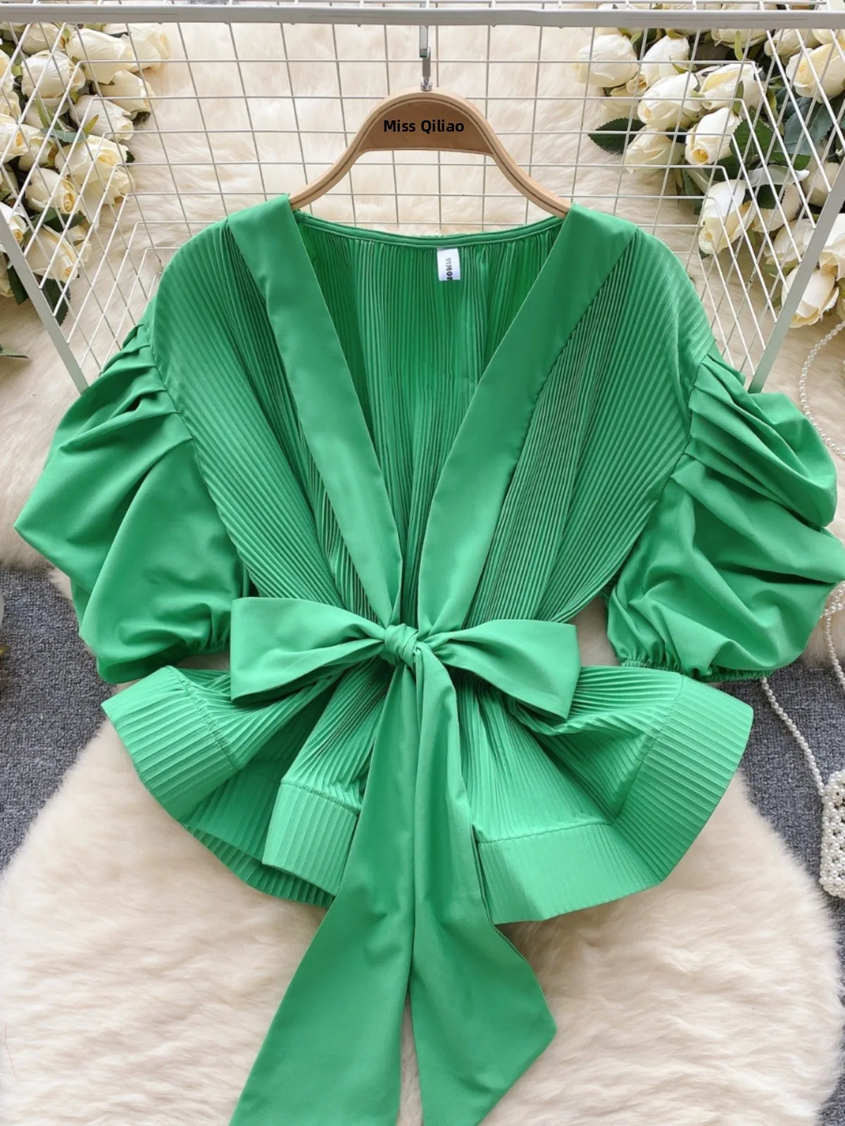 Hong Kong Sle Bubble da donna Sve irt Cintura in vita di lusso Primavera Autunno Top Faion Pendolarismo Loose Fit ort Sve