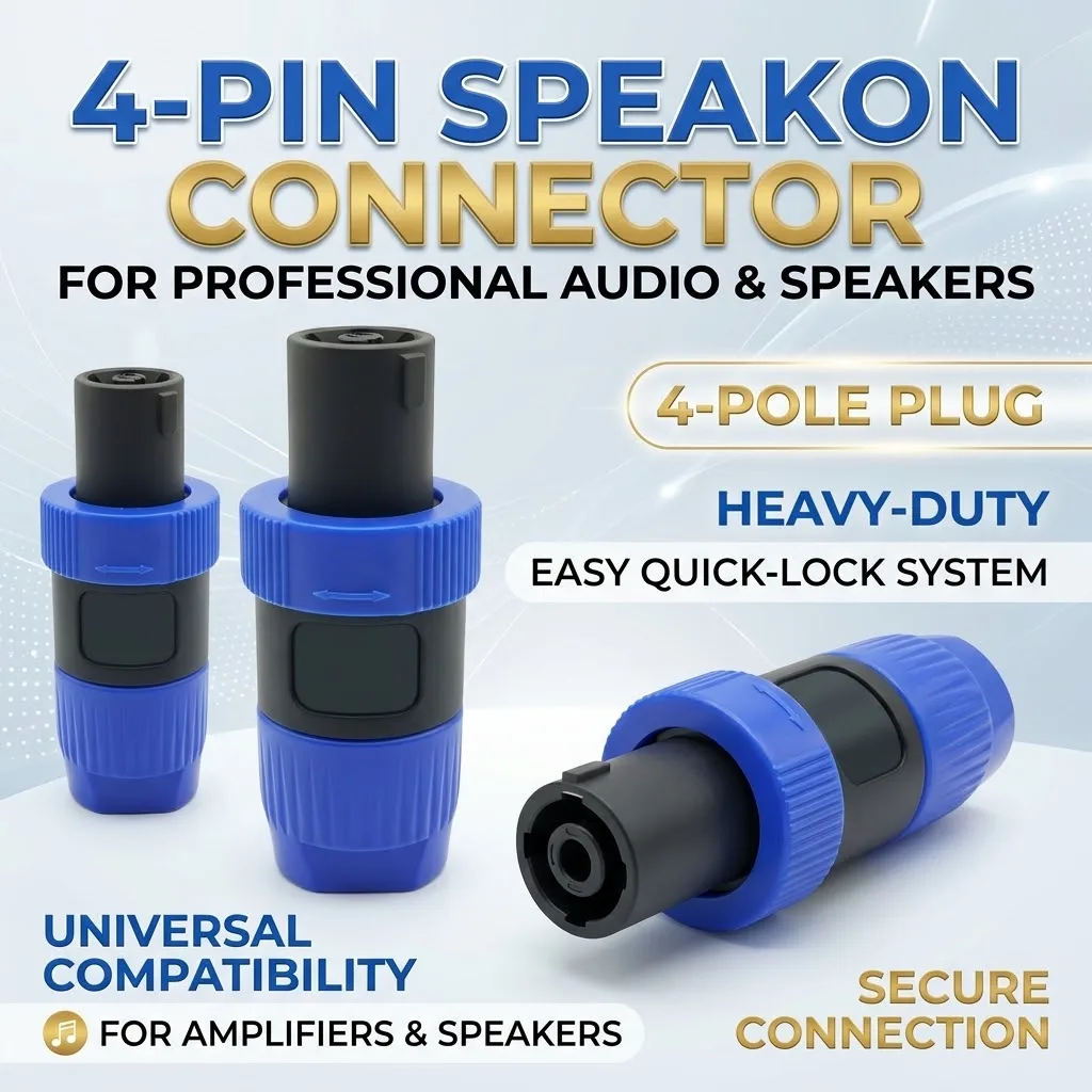 Solderless Jack Adapter XLR Audio Speaker Plug NL4FC 4 Pin Twist Lock To Cable Connector
