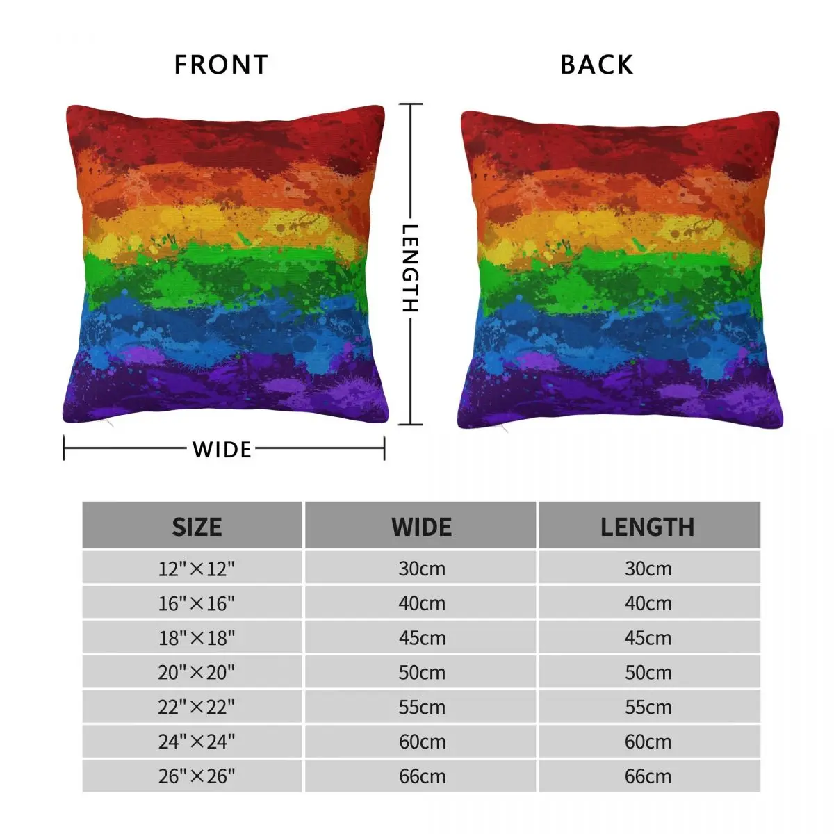 Abstract Splatter Lgbtq Pride Rainbow Square Pillowcase Polyester Linen Velvet Printed Zip Decor Car Cushion Case 45x45