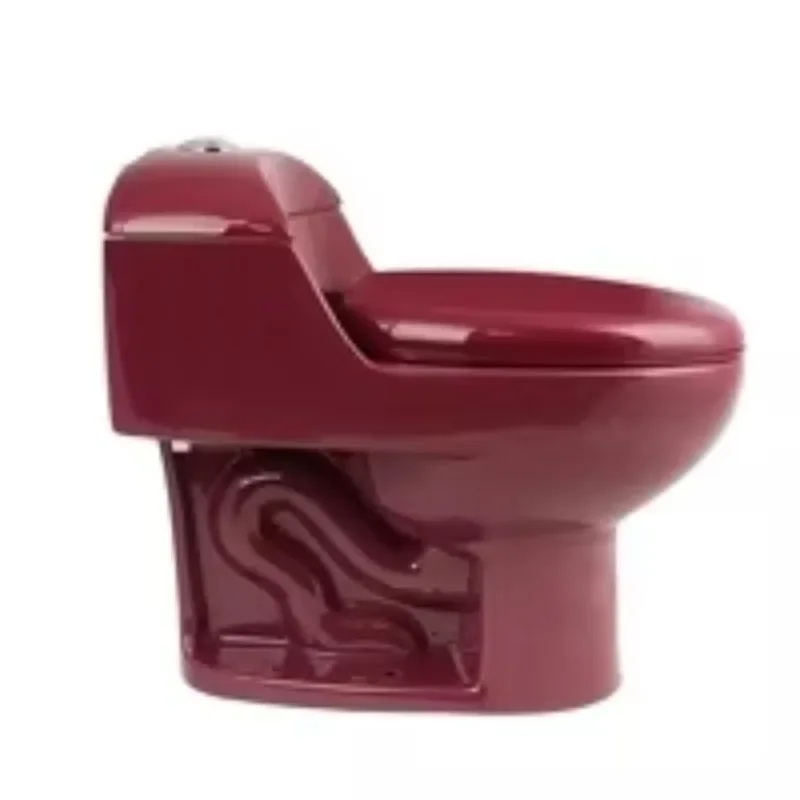 siphonic flush wc  one piece peach burgundy color toilet