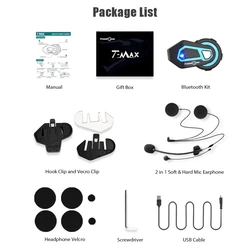 FreedConn Motorcycle Helmet Intercom Waterproof Buletooth 5.0 Music Headset Motorbike FM Headphone 2 in 1 Earphone