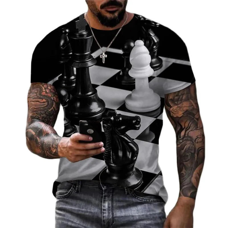 

2022 Summer Chess Chessboard Black And White t-shirts 3D All Over Printed T Shirts Tee Tops shirts Unisex Tshirt