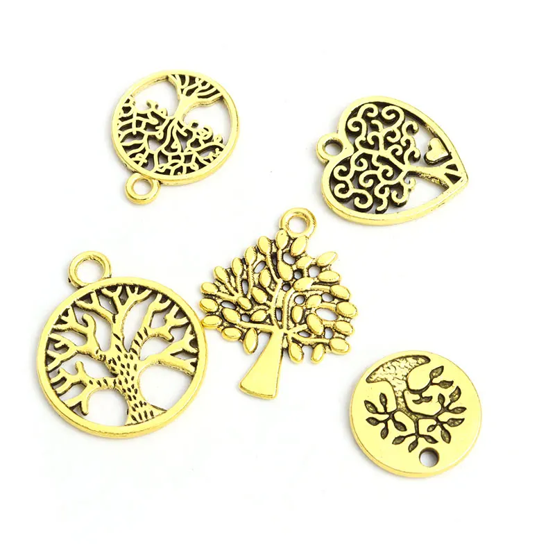 10pcs Mix Styles Tree Of Life Series Alloy Charms DIY Necklace Bracelet Earrings Accessories World Peace Life Tree Retro Pendant