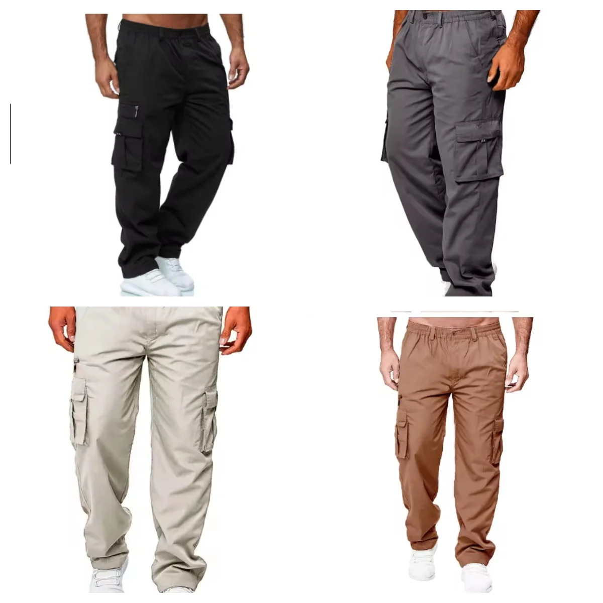 

Мужские брюки-карго с эластичной резинкой на талии и множеством карманов, свободные армейские рабочие брюки, спортивные повседневные брюки для фитнеса на открытом воздухе, M-4XL ﻿