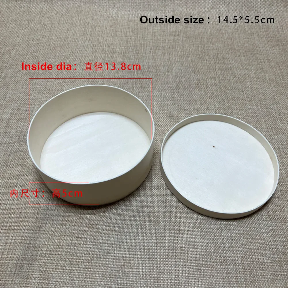 Eco friendly Round Poplar Wooden Cheese Cake Pastry Salad Bread Pizza Sushi Packaging Box Wood Container