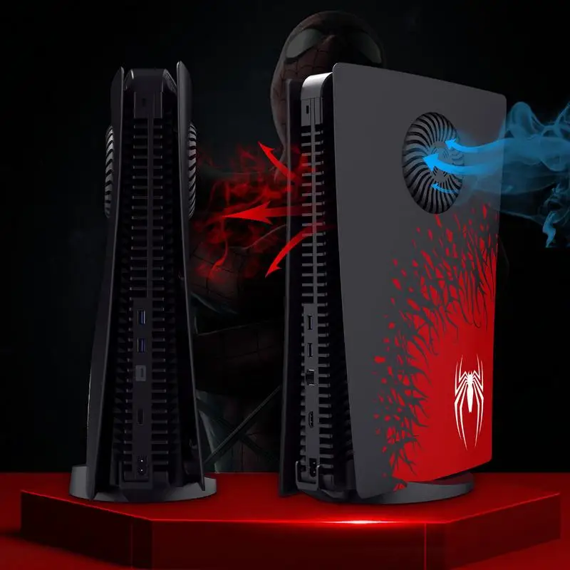 Cubierta lateral para Play station 5, Carcasa de ABS de repuesto, Ventilación de refrigeración, diseño de araña, bricolaje