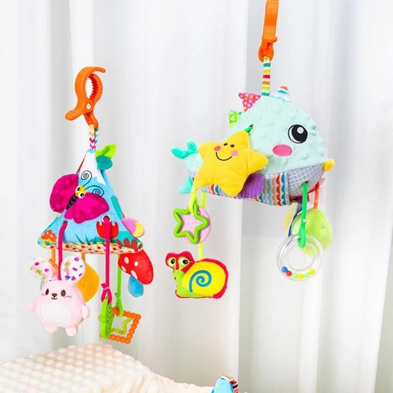 ベビーベッドぶら下げおもちゃベビーカーモバイルテクスチャおしゃぶりなだめるガラガラ幼児視覚追跡ハンドグリップトレーニングおもちゃ 15UB