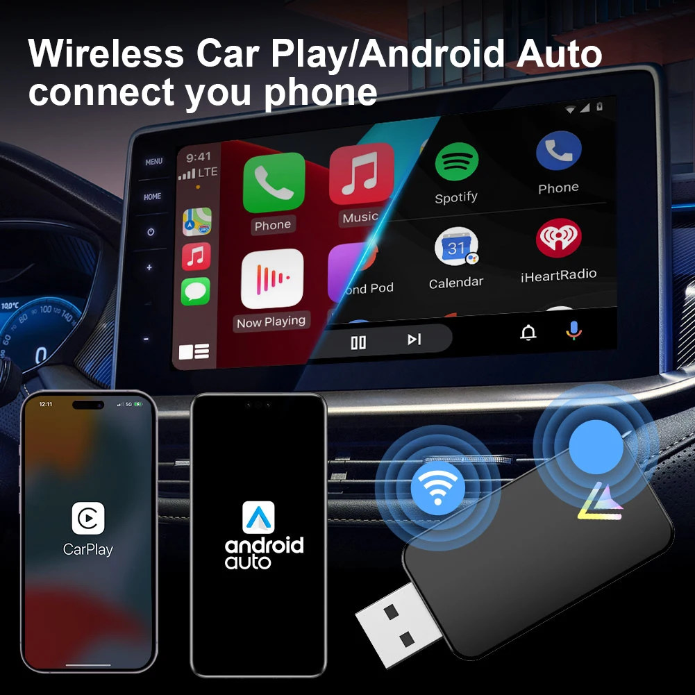 Wired To Wireless CarPlay Android Auto Adapter Mini USB Dongle BT WiFi Auto Connect for Wired CarPlay Android Auto Cars