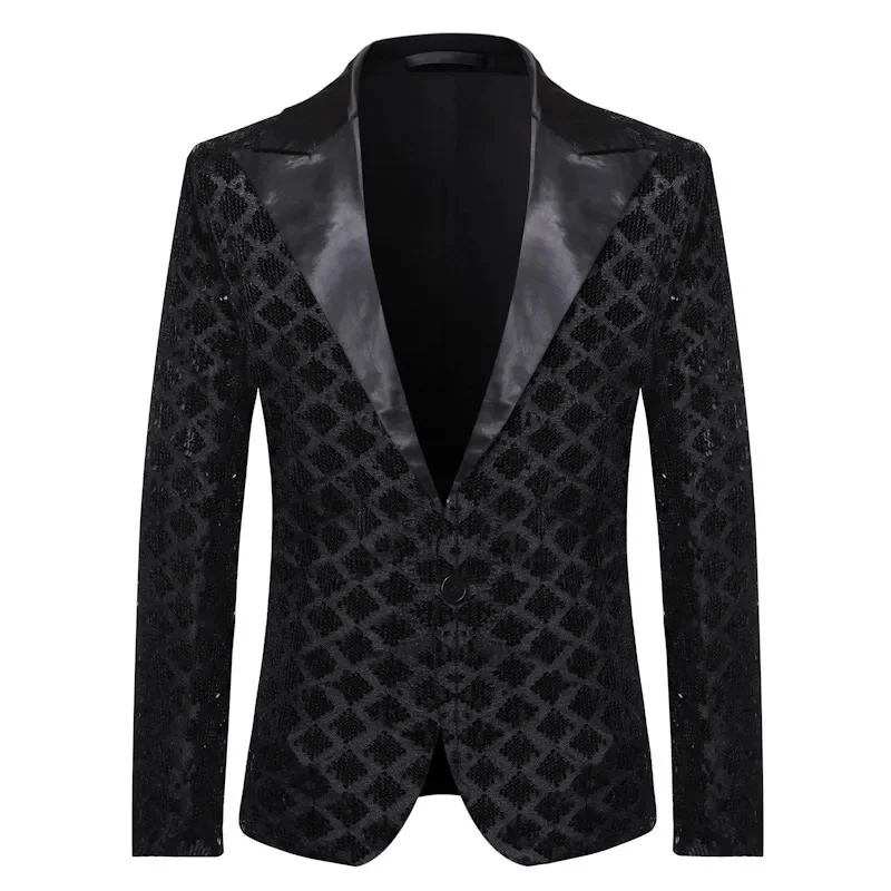 Lente Herfst Herenpak Jasje Dames Podiumbanket Gastheer Feest Diamant Lovertjes Blazer Vintage Mode Full Dress Jas